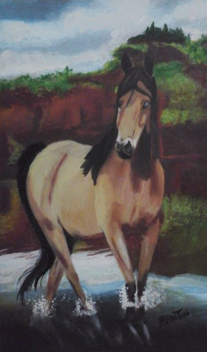 Pittura intitolato "caballo" da Agustin, Opera d'arte originale, Olio