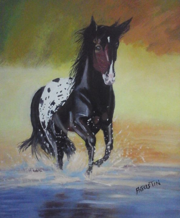 Painting titled "caballo a17" by Agustin, Original Artwork, Oil