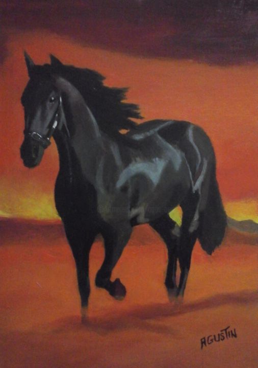 Painting titled "caballo a6" by Agustin, Original Artwork, Oil