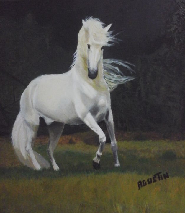 Peinture intitulée "caballoA8" par Agustin, Œuvre d'art originale, Huile