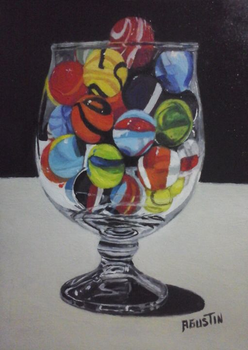 Painting titled "canicas copa" by Agustin, Original Artwork, Oil