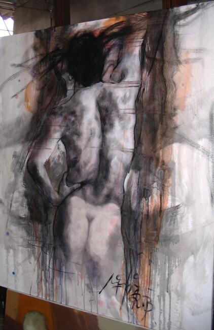 Painting titled "torso-de-espalda_so…" by Agustin Rojas Baca, Original Artwork