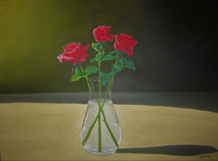 Pintura titulada "Roses" por A.Gökhan Yaşar, Obra de arte original, Oleo Montado en Bastidor de camilla de madera