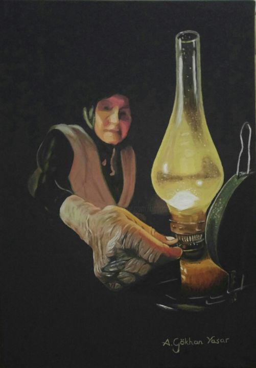 Painting titled "Light for living" by A.Gökhan Yaşar, Original Artwork, Oil Mounted on Wood Stretcher frame