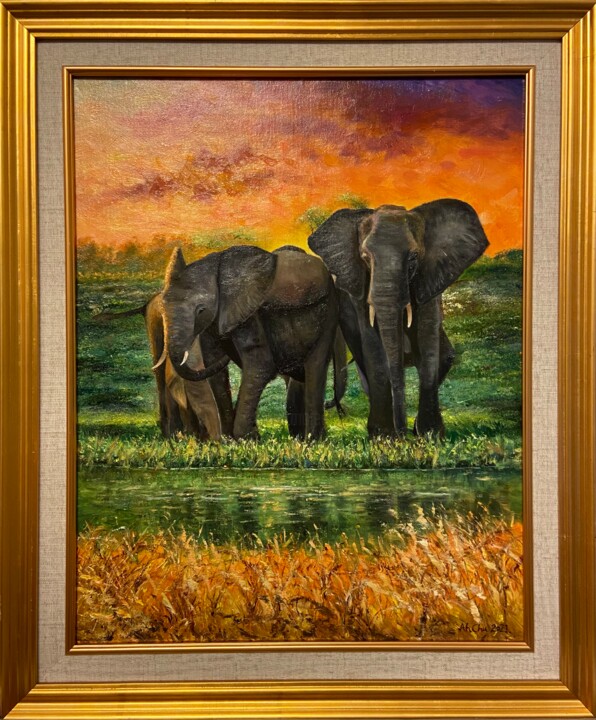 Painting titled "Something Wild, The…" by Ka Ming Chu (Ah Chu), Original Artwork, Oil Mounted on Wood Stretcher frame