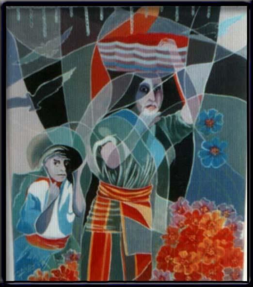 Peinture intitulée "fete tradition" par Amor Aoutti, Œuvre d'art originale, Huile