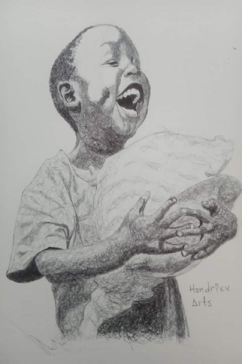 Zeichnungen mit dem Titel "Joy" von Souleymane Diomande, Original-Kunstwerk, Kugelschreiber