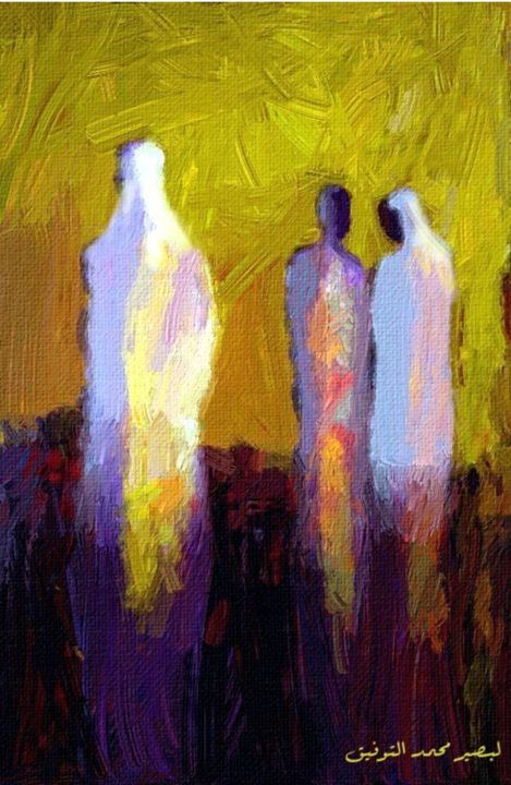 Pintura intitulada "les-trois-grâces" por Mohamed Toufik Lebcir, Obras de arte originais