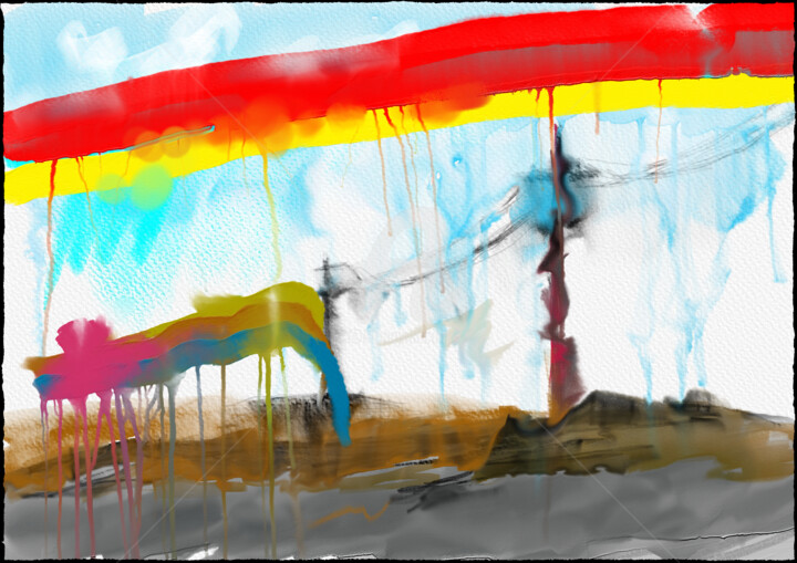 Malerei mit dem Titel "Pole Think" von Ahmad Ansari, Original-Kunstwerk, Digitale Malerei