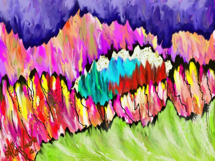 数字艺术 标题为“Colorful-waves-73-k…” 由Ahmed Alozade, 原创艺术品, 数字油画