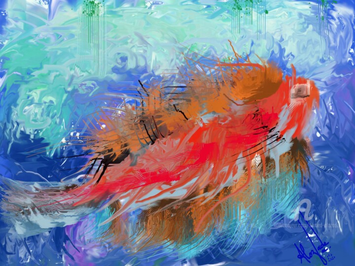Arts numériques intitulée "Abstract fish (Limi…" par Ahmed Alozade, Œuvre d'art originale, Peinture numérique