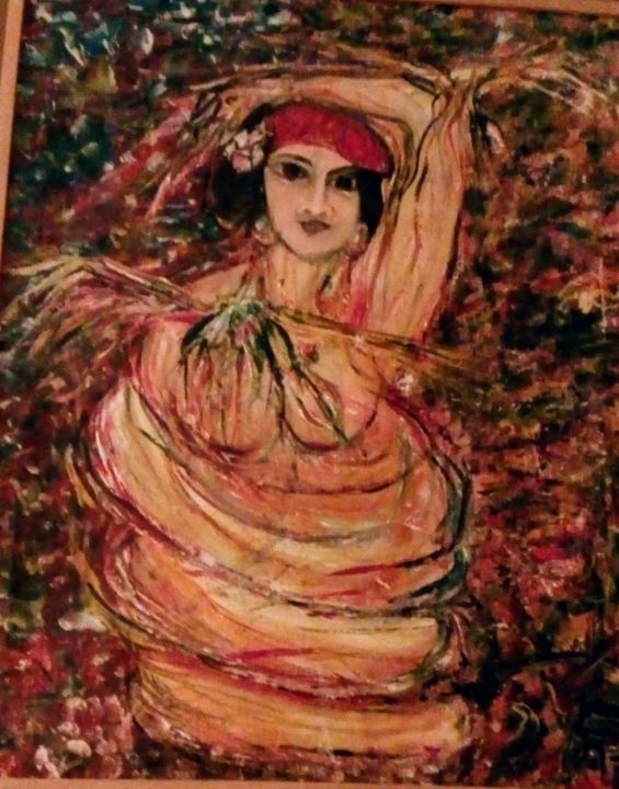 Painting titled "Femme printemp" by Ahmed Fares, Original Artwork, Acrylic Mounted on Wood Stretcher frame