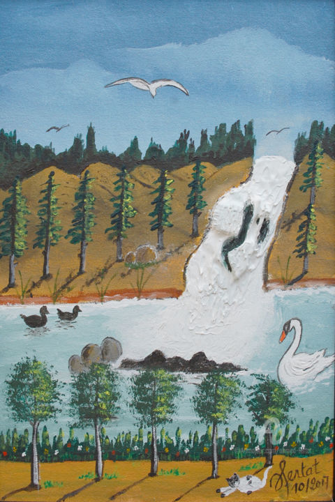Pittura intitolato "la cascade.jpg" da Ahmed Fertat, Opera d'arte originale, Acrilico
