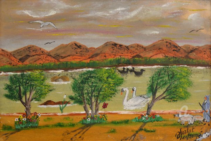 Pittura intitolato "belle-rive.jpg" da Ahmed Fertat, Opera d'arte originale, Olio