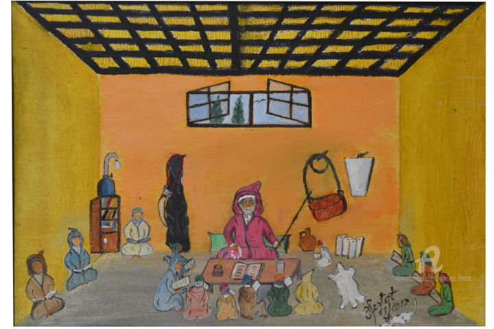 Peinture intitulée "école-primaire.jpg" par Ahmed Fertat, Œuvre d'art originale, Huile