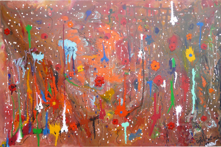 Pittura intitolato "le-printemps.jpg" da Ahmed Fertat, Opera d'arte originale, Acrilico
