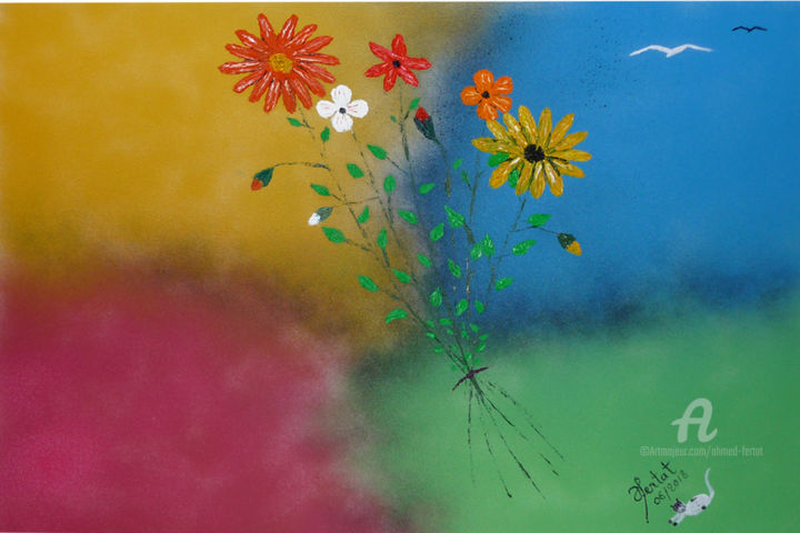 Painting titled "bouquet.jpg" by Ahmed Fertat, Original Artwork, Other