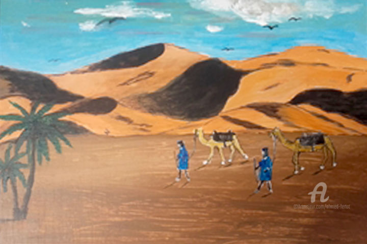 Painting titled "la-caravane.jpg" by Ahmed Fertat, Original Artwork, Acrylic