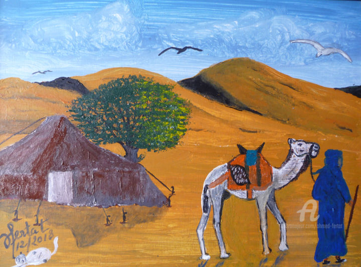 Painting titled "le-nomade.jpg" by Ahmed Fertat, Original Artwork, Acrylic