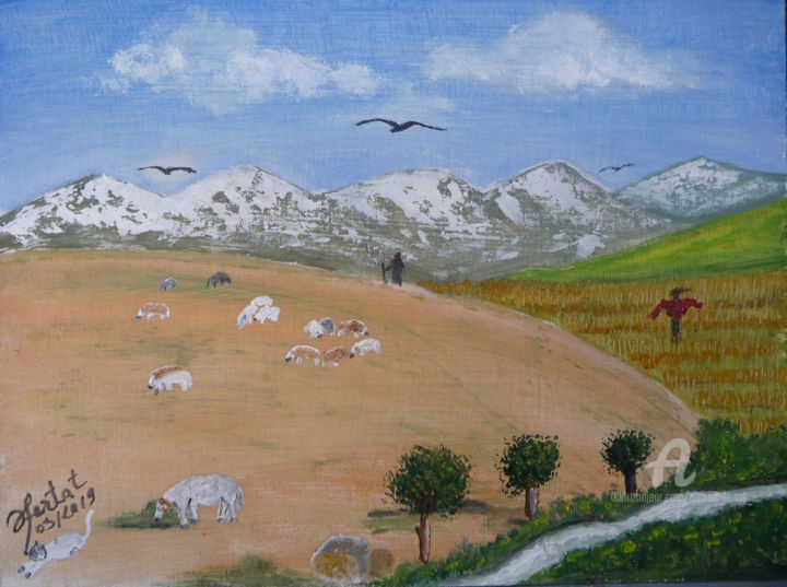Malerei mit dem Titel "la-colline-magnifiq…" von Ahmed Fertat, Original-Kunstwerk, Öl