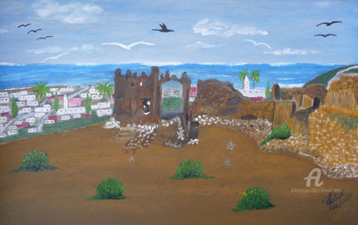 Painting titled "les-ruines.jpg" by Ahmed Fertat, Original Artwork, Oil