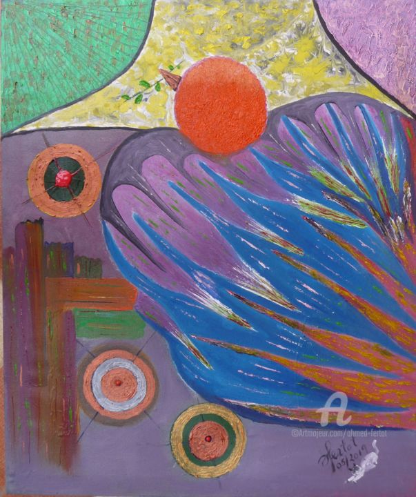 Pintura intitulada "abstract-12.jpg" por Ahmed Fertat, Obras de arte originais, Óleo