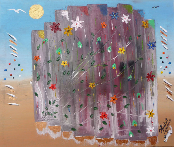 Pintura titulada "abstract-17 monde f…" por Ahmed Fertat, Obra de arte original, Oleo