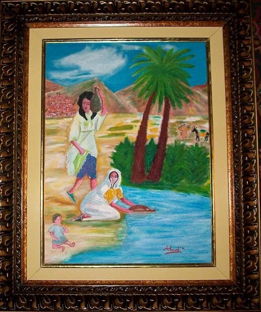 Painting titled "Femmes puisant l'ea…" by Ahmed K, Original Artwork
