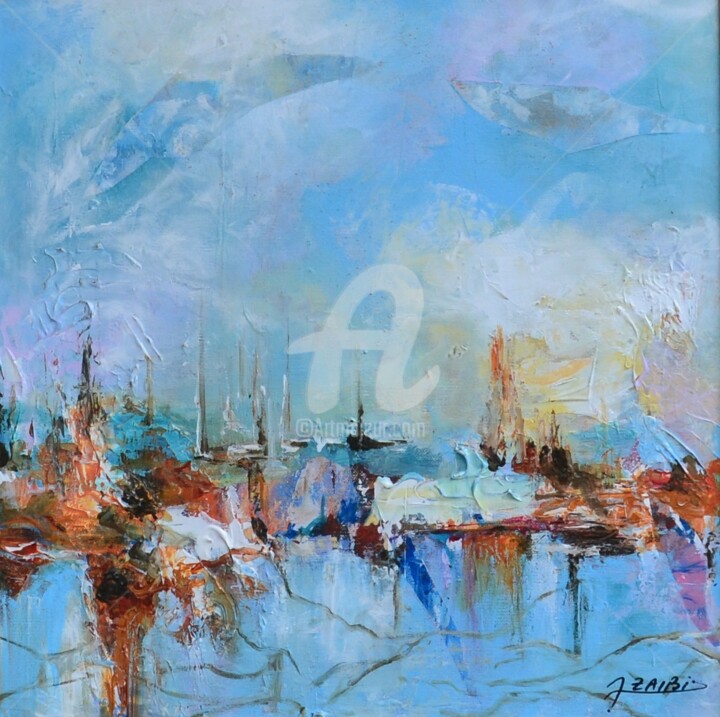 Schilderij getiteld "nature_maritime" door Ahmed Zaibi, Origineel Kunstwerk, Acryl Gemonteerd op Frame voor houten brancard