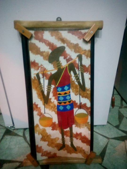 Painting titled "le massai" by Ahmed Tall, Original Artwork, Watercolor