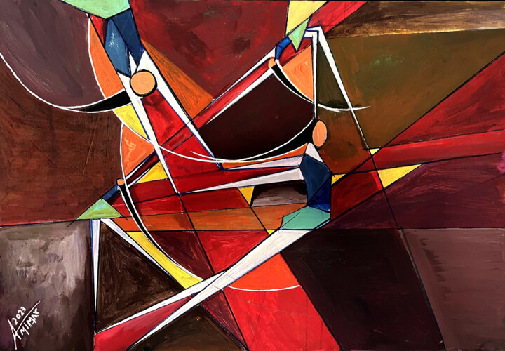 Peinture intitulée "Circus Birds" par Ahmet Mimar, Œuvre d'art originale, Acrylique Monté sur Châssis en bois