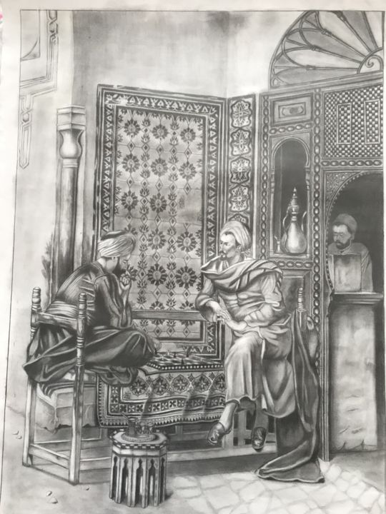 Drawing titled "oryantalıst" by Ahmet Sicim, Original Artwork