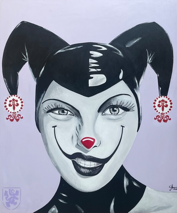 Schilderij getiteld "My Joker Girl" door Ahs, Origineel Kunstwerk, Acryl