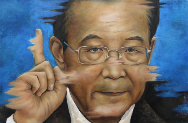Картина под названием "Portrait of Wen Jia…" - Pun Kin Wong, Подлинное произведение искусства, Масло