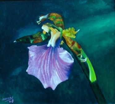 Painting titled "orquidea" by Aicha Iglesias, Original Artwork