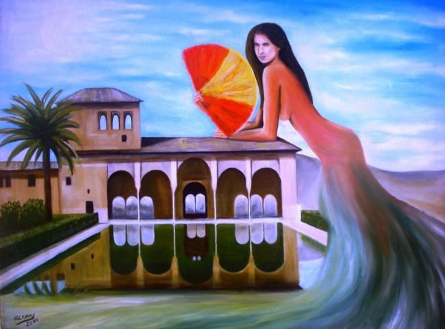 Pintura titulada "Al Hamra" por Aicha Iglesias, Obra de arte original