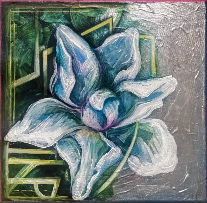 Картина под названием "magnolia. adreatic…" - Aida Khubaeva, Подлинное произведение искусства, Акрил Установлен на Деревянна…