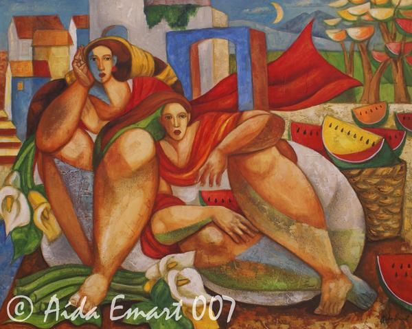 Pintura titulada "Fertility Landscape" por Aida Emart, Obra de arte original, Otro