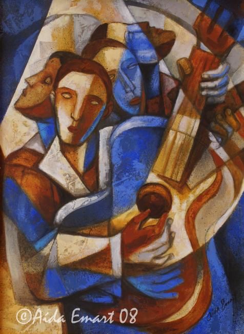 Painting titled "Dale cuerda al azul" by Aida Emart, Original Artwork, Oil
