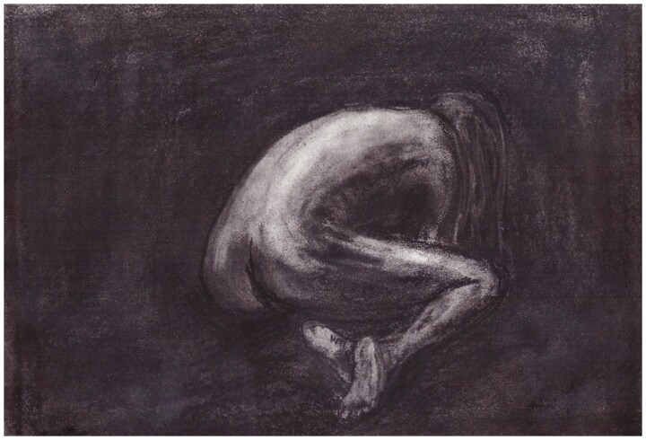 Painting titled "Nude woman" by Aikaterine Rousake, Original Artwork, Charcoal