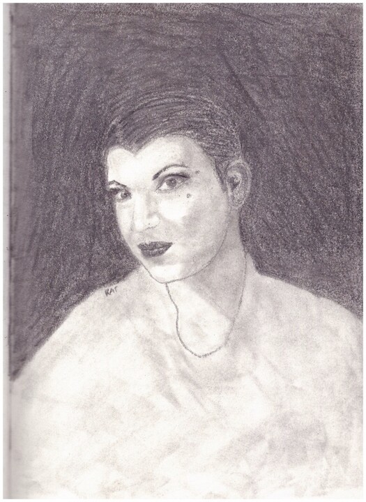Painting titled "self portrait" by Aikaterine Rousake, Original Artwork, Graphite