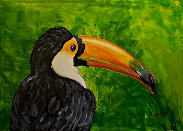 Painting titled "Toucan Toco" by Aile D'Argent, Original Artwork, Acrylic