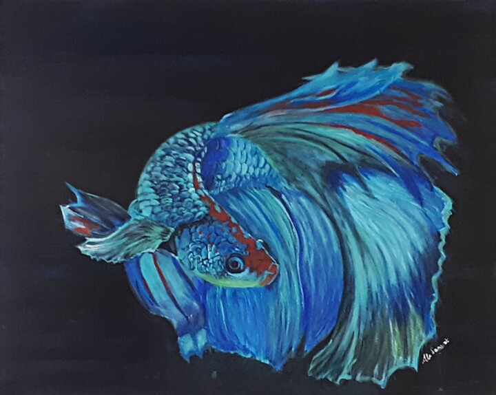 Painting titled "Betta Splendens" by Aile D'Argent, Original Artwork, Acrylic