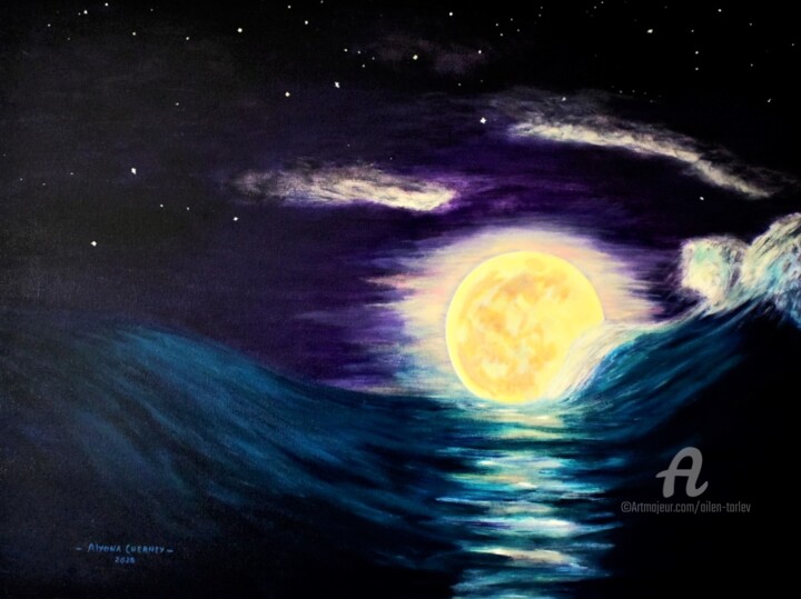 Peinture intitulée "Moon way" par Ailen Tarlev, Œuvre d'art originale, Acrylique