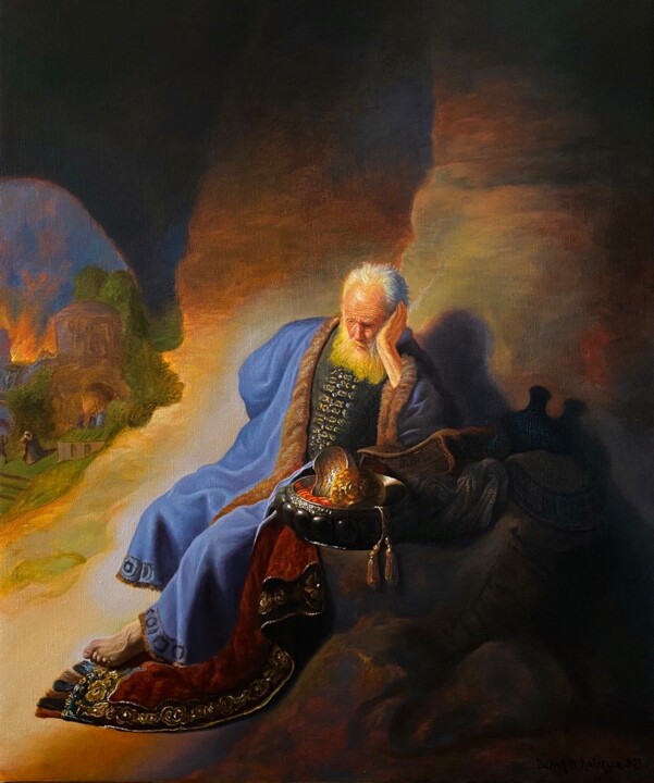 Painting titled "Плач Иеремии. Рембр…" by Ekaterina Bukuros, Original Artwork, Oil