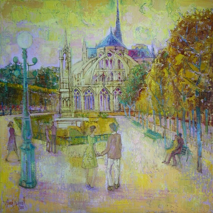 Painting titled "La ville à l'envers" by Aimé Venel, Original Artwork