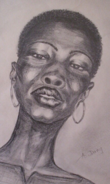 Drawing titled "Madame Sissoko" by Aimée Dang, Original Artwork, Pencil
