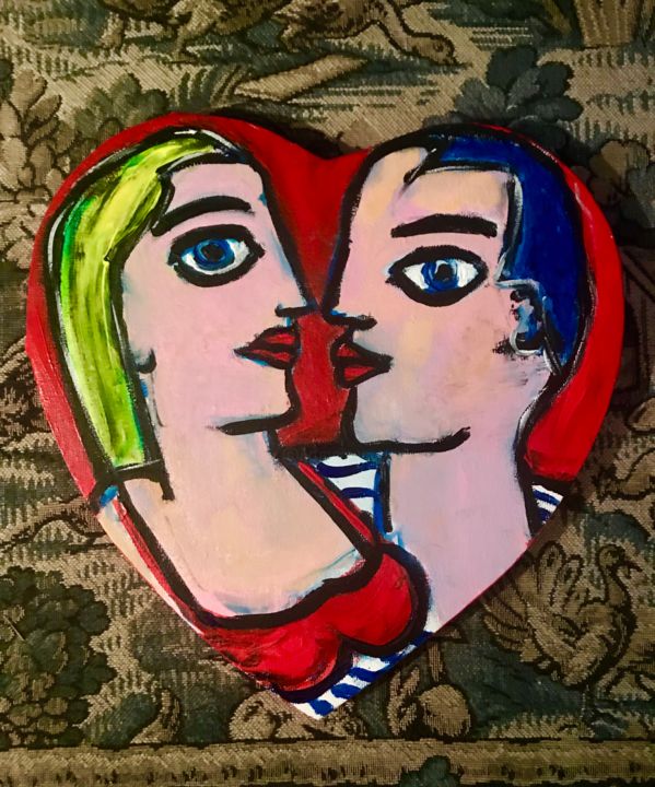 Painting titled "Saint Valentin 2016" by Aimée De Courtozé, Original Artwork