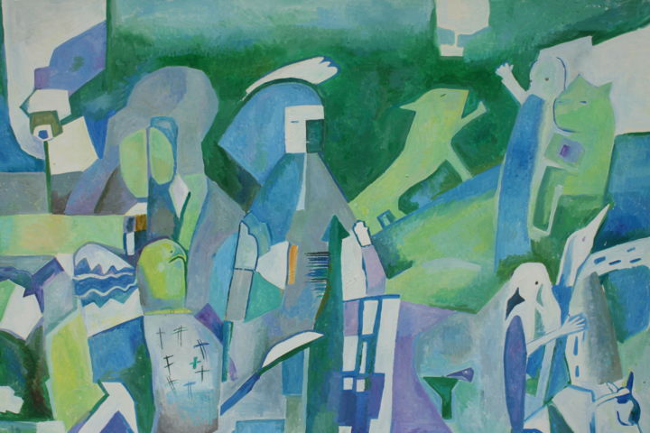 Painting titled "Menagarie" by Ainagul Isaeva, Original Art, Other