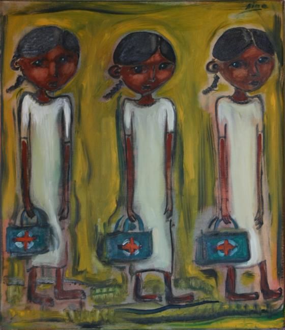 Painting titled "Help is coming" by Aina Ciceniene, Original Artwork, Oil